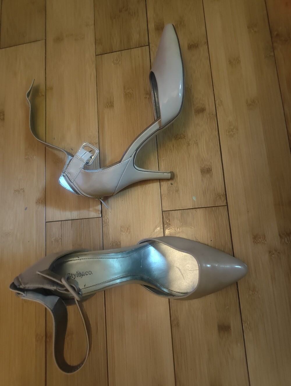 Style & Co. Women's Pointed Ankle-Strap Pumps in Light Beige
